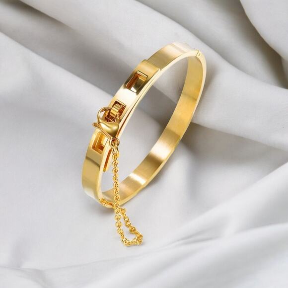 NEW Gold color stainless steel belt chain cuff bangle bracelet jewelry B19 - Picture 3 of 3